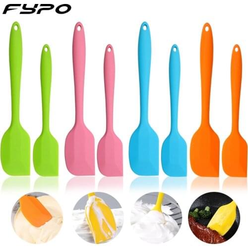 Fypo 2pcs Big Small Silicone Cream Butter Cake Spatula Mixing Batter Scraper Brush Butter Mixer Cake Brushes