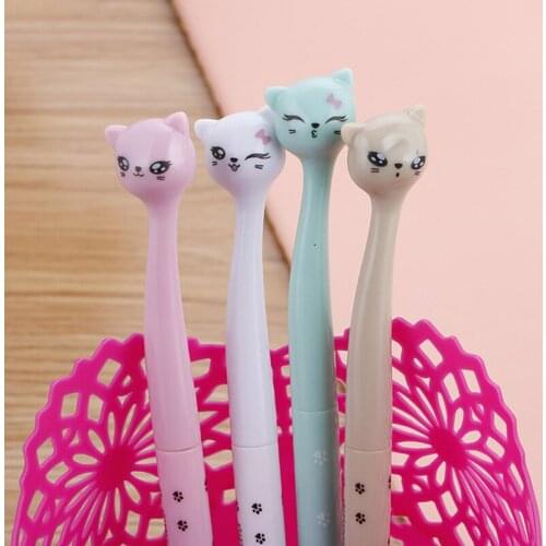 4Pcs/lot Kawaii Tall Cat Gel Pen Cute Creative Cartoon Writing Handles Pens Office Stationery Students School Supplies
