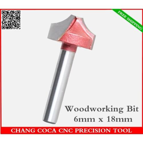6mm*18mm,Freeshipping CNC solid carbide trimming End Mill,tungsten steel woodworking insert router bit,wood tools,1/4 R cutter