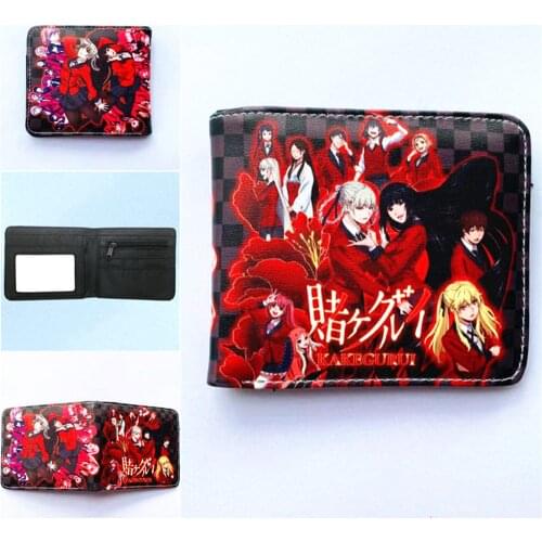 PU Wallet Anime Kakegurui Student Coin Pocket Leather Bifold Teenager Photo Card Holder Casual Boys Girls Cartoon Purses