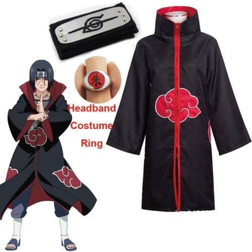 Harajuku Cosplay Anime character Costume Prop Headband Ring Kunai Deidara Tobi Clothes for Men Kids Pain cloak Robe Cape