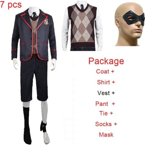 Adult Man Cosplay The Umbrella Academy Costume School Uniform Tops Sweater Pants Shirt Eyeshade Sets Haloween Costumes C145M27