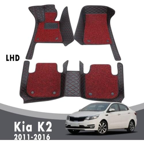 Luxury Car Floor Mats Carpets For Kia K2 2016 2015 2014 2013 2012 2011 Auto Double Layer Wire Loop Interior Custom Rugs Covers