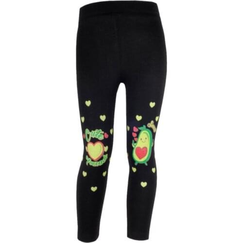 Female Child Black Summer Avocado Pattern Leggings