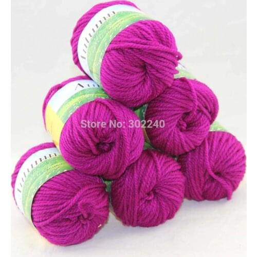 LOT of 6 BallsX50g Chunky Hand-woven Coarse Knitting Yarn Plum Crazy 212