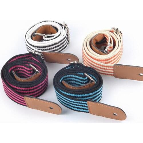 Fashion Double Color Stripe Cotton Webbing Adjustable Ukulele Shoulder Strap Belt Ukulele Accessories