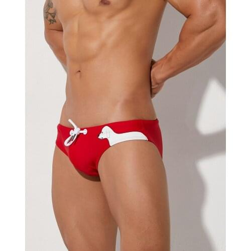 Fashion Swimming Briefs Swim Wear For Men Low Waist Board Biqini Dog Print Swimsuit Boy Mini Swim Bathing Trunks Beachwear Thong