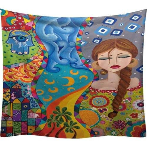 Fashion Retro Woman Portrait Style Decorative Landscape Wall Hanging Hippie Bohemian Home Decor