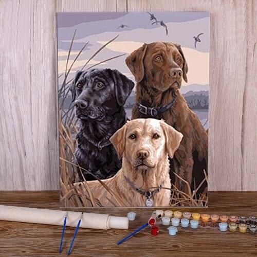 Animal Dog Labrador Paint By Numbers Complete Kit Acrylic Paints 40*50 Canvas Painting Decorative Paintings Handicraft