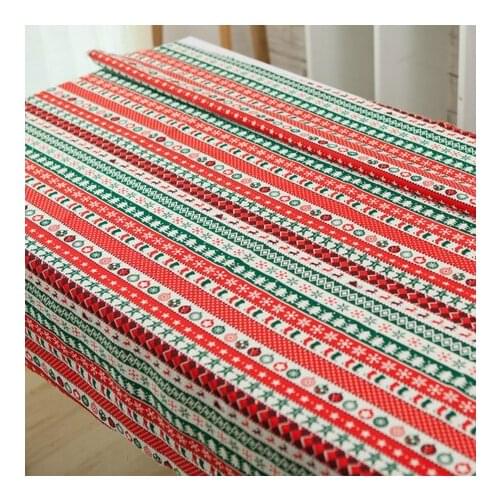50*140CMSouth Korea Christmas Snowflake Striped Linen Cloth Printing Colorful Pine Handmade DIY Cloth Fabric Cushion 3006D