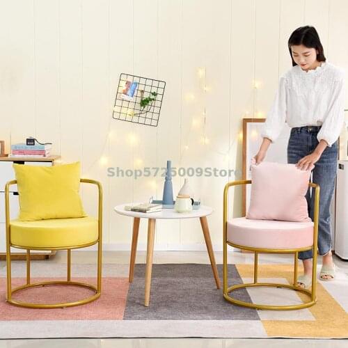 Nordic single light luxury sofa balcony net red sofa chair bedroom living room makeup clothing store iron stool tiger chair