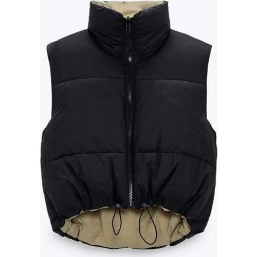 New Autumn Winter Women Vogue Double-Sided Jacket Coat Vintage Black Warm Sleeveless Cotton Outwear Female Casual Short Tops