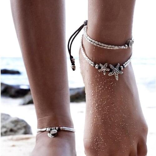 New Anklet Retro Wind Star Star Rune Yoga Pendant Anklet Beach Foot Ring Anklets For Women Foot Jewelry Foot Chain Wholesale