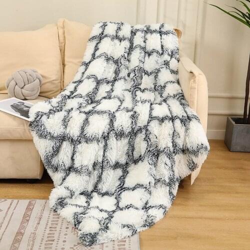 Faux Fur Blanket Soft Fluffy Shaggy Long Fur Double Layers Portable Sofa Blankets Bedspread Cozy Fur Blanket
