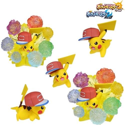 Original TAKARA TOMY Pokemon Action Figure Dolls Pikachu EZW-06 10 Million Volt Z-Move Anime Figure Model Toys Cute Kids Gifts