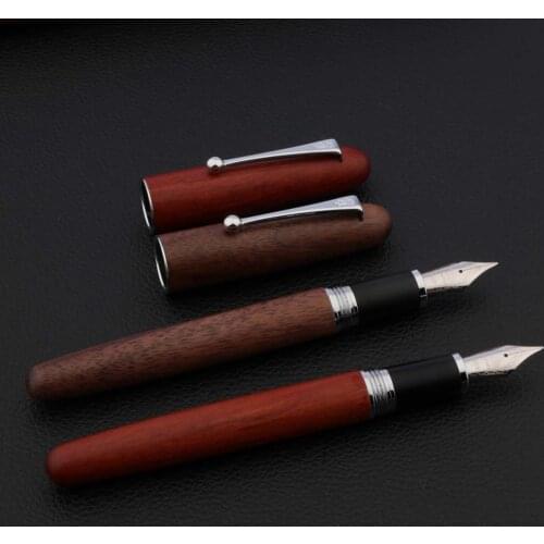 Luxury quality brand new jinhao 9035 red brown wood Fountain Pen silver spinning Stationery Office school supplies INK PEN