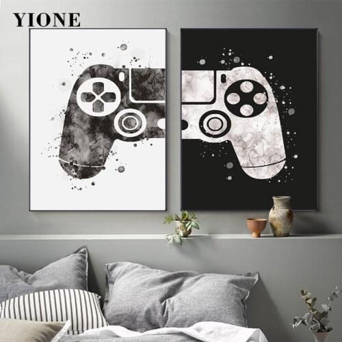 Black and White Handheld Game Console Posters Prints Gamepad Game Lovers Canvas Art Painting Wall Pictures for Boy Bedroom Decor