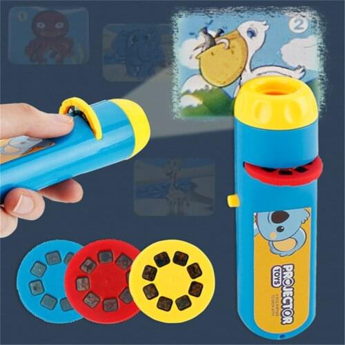 Portable Slide Projector Flashlight Slide Animal Projection Starry Sky Light Early Education Cognitive Children Educational Toys