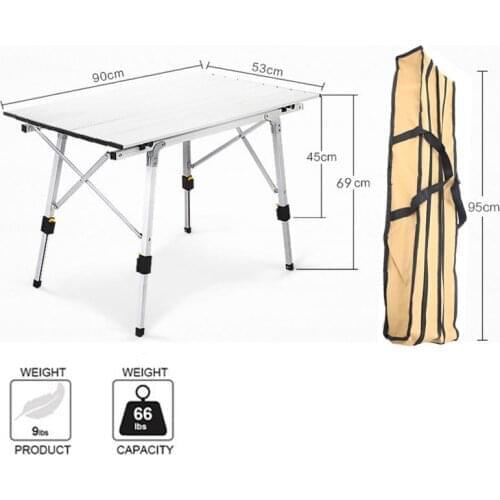 Aluminum Alloy Portable Table Outdoor Furniture Foldable Folding Camping Hiking Desk Traveling Outdoor Picnic Table Furniture