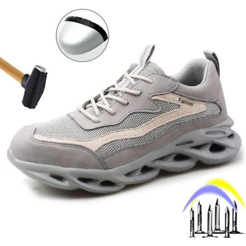Labor shoes men and women anti-smashing anti-puncture breathable lightweight summer steel toe cap work shoes safety shoes