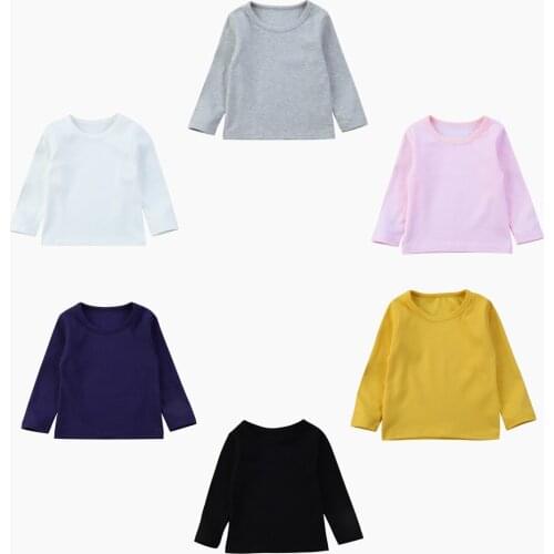 Autumn Winter Warn Solid Cotton Clothes Baby Boys Girls T Shirt Toddler Newborn Kids Long Sleeve T-shirt Underwear Clothing