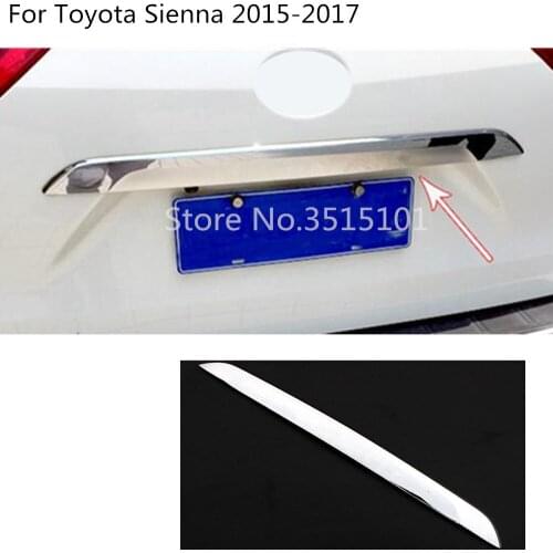 Car Styling ABS Chrome Rear Door License Tailgate Bumper Frame Plate Trim Trunk Hood 1pcs For Toyota Sienna 2015 2016 2017 2018