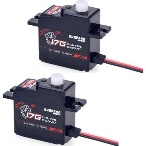 SURPASS Hobby 2PCS 17g Micro Mini Servos S0017P Plastic Gear Servo for RC 1/18 1/16 Helicoper Airplane Truck Car Ship Boat Robot