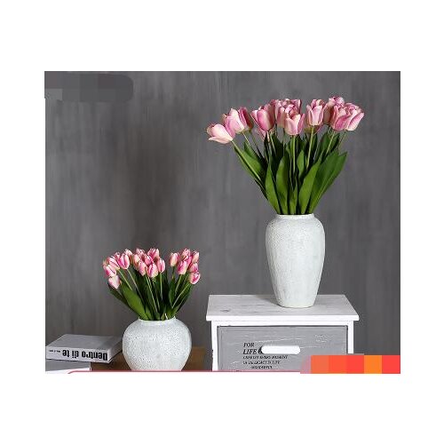 Wedding decoration silk flower single flower tulip artificial flower fake flower bouquet PU feel flower living room decoration d