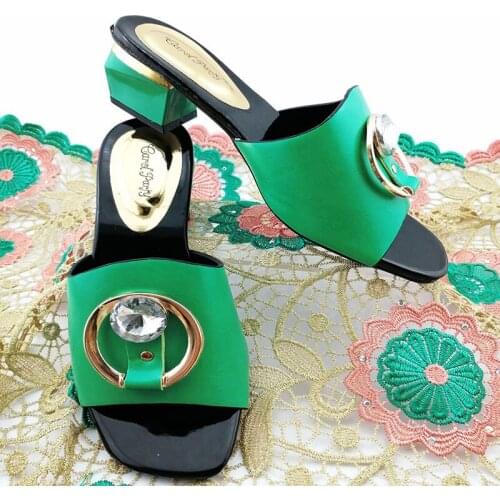 Latest Teal Color Summer Women Elegant Pumps Ladies Wedding Shoes Decorated with Rhinestone Italian Ladies Sandals for Parties