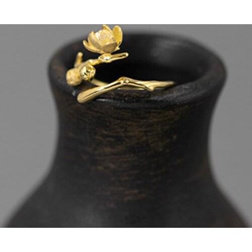 S.EAST SUN 925 Sterling Silver Handmade adjustable ring suitable for womens exquisite jewelry Vintage plum blossom jewelry ring