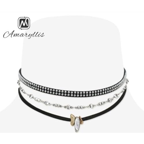 Amaiyllis Simple DIY Statement Metal Chain Choker Necklace For Women 3 Pieces/set Punk Rope Chain Choker Collar Clavicle Collier