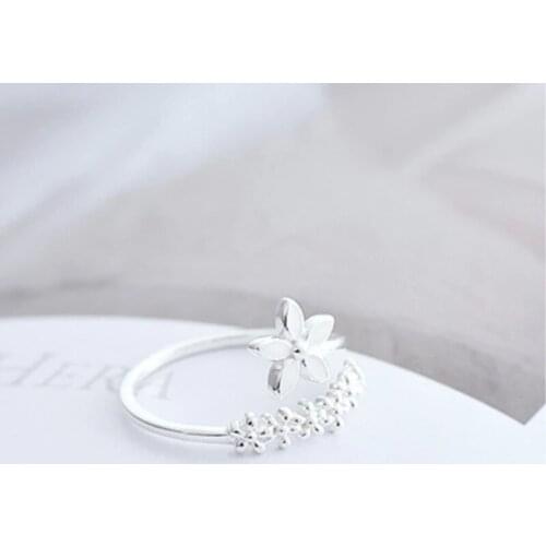 Fairy Flower Silver Temperament Ring Personality Art Fashion Gift Ring Korean Women Adjustable Opening Ring Niche Design Ring