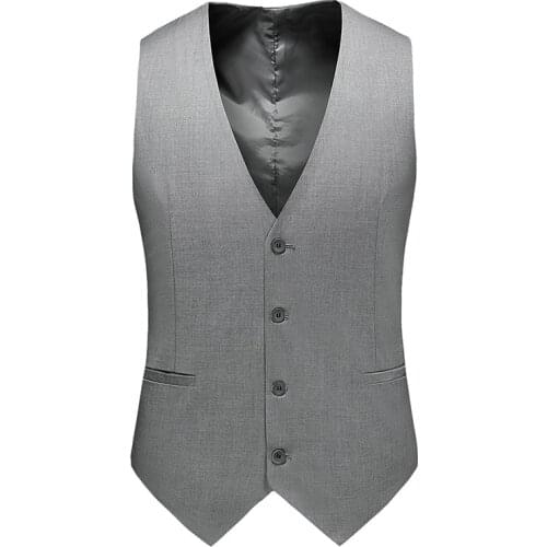 The New Dress Vests For Men Solid Color Single-breasted Slim-fit Mens Suit Vest Male Waistcoat Gilet Homme Casual Sleeveles 6XL