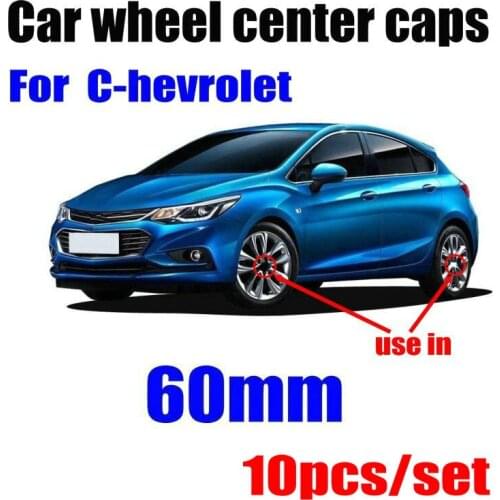10pcs 60mm Car Emblem Badge Wheel Hub Caps Centre Cover Black For Chevrolet Cruze Silverado Volt