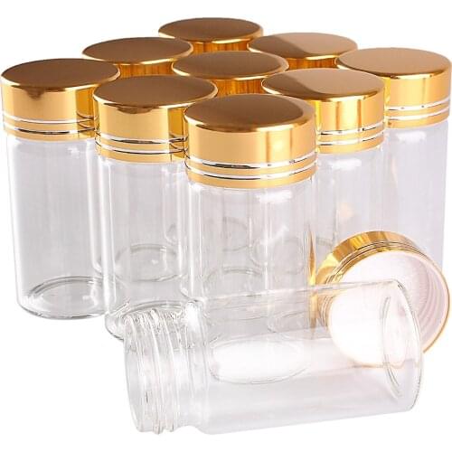 24 pieces 25ml 30*60mm Clear Glass Bottles with Golden Caps Transparent Glass Perfume Spice Bottles