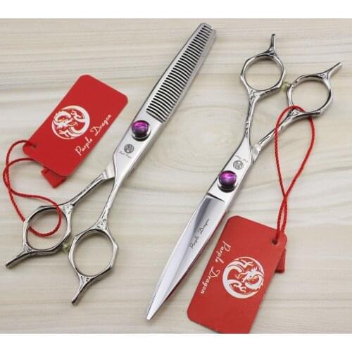 588# 5.5'' Brand Purple Dragon TOP GRADE Personalized Hairdressing Scissors 440C Cutting Scissors Thinning Shears Hair Scissors