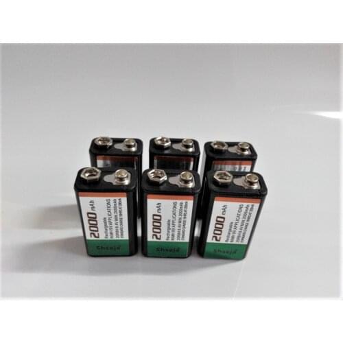 6piece/lot 9v rechargeable battery Large capacity 2000mah 9V NiMH battery