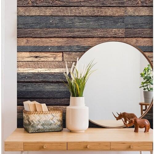 7PCS Wood Wall Panel Stickers Self Adhesive Foam Wallpaper for Living Room Home House Decor Christmas Art Decorations