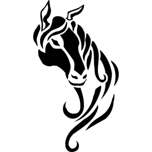 9.3*16.5CM Vinyl Car Styling Reflective Car Stickers Tribal Horse Head Bumper Decal Black/Silver S1-2100