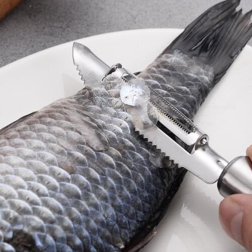 Stainless Steel Fish Scales Peeler Scrape Fish Scales Planer Fast Cleaning Tools Vegetable Fruit Peeler Kitchen Accessories