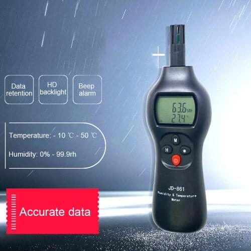 JD861Digital Temperature Humidity Meter LCD Display with Backlight High Accuracy Adjustable Humidity Temperature Sensor Detector