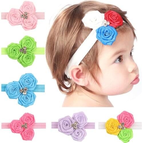 MAYA STEPAN 1 Piece Children Girlsp Fashion Handmade Flower Rose Hair Head Band Baby Newborn Hair Rope Headband Headwear Headwra