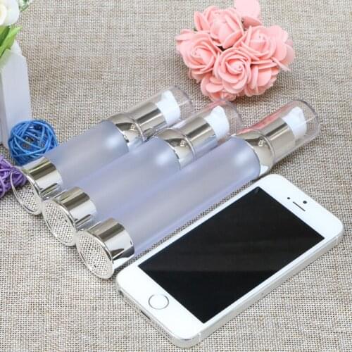 Travel Mini 15ml 20ml 30ml High-grade Silver Airless Bottles Vacuum Frosted Lotion Refillable Container Makeup Tools 2pcs/lot