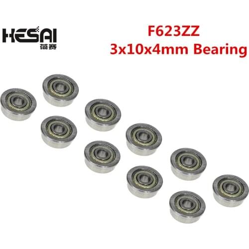 F623ZZ 3mm*10mm*4mm F623 ZZ Miniature Flange Deep Groove Ball Radial Ball Bearing 3x10x4mm 10pcs/lot