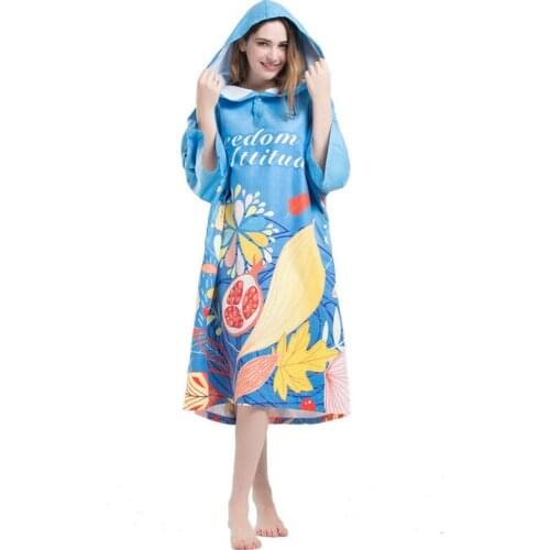 Fruit Leaves Printing Changing Robe Bath Towel Fashion Outdoor Adult Hooded Beach Towel Poncho Movemen Women Man Bathrobe Towels