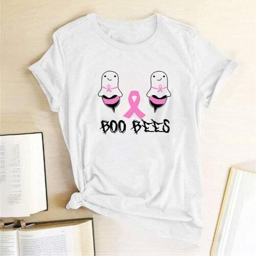 Boo Bees Printing T-shirts Women Summer Graphic Tee Streetwear Cotton Harajuku Shirt Kawaii Short Sleeve Tops for Women Ladies