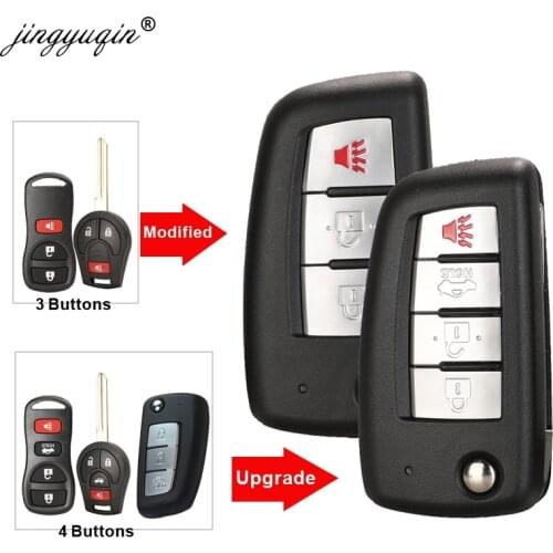 Jingyuqin Modified Flip Remote Car key New style 433/315Mhz For Nissan Qashqai Sunny Sylphy Tiida X-Trail March Sentra 3/4B keys