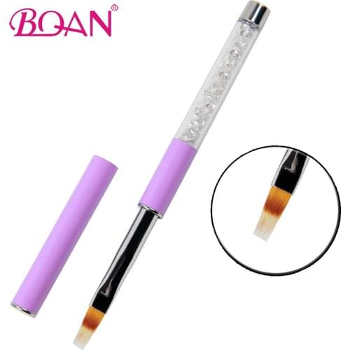 BQAN 50pcs/ lot UV Gel Nail Brushes Ombre Hair Acrylic Handle Transparent Rhinestones French Brush Manicure Art Tool Gel Brushes