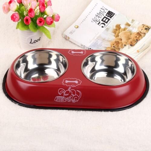 Pet Food, Stainless Steel Dog Bowl, Double Bowl, Dog Food Bowl