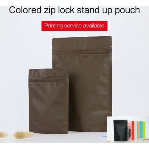 Matte coffee color stand up pouch with zipper aluminum foil VMPET zip lock bag tea coffee bean food grade packaging bags